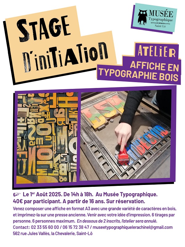 Saint-Lô : Stage d'initiation à la typographie bois