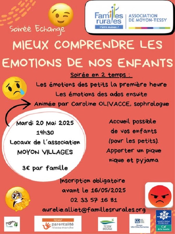 Saint-Lô : Soirée échanges sur les émotions de nos enfants