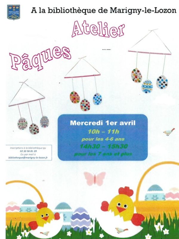 Atelier pâques à la bibilothèque
