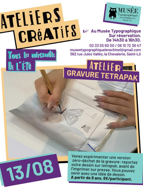 Saint-Lô : Atelier gravure sur tetrapak