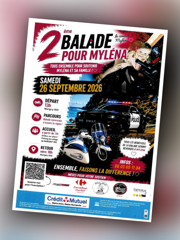 Saint-L&ocirc; : 2e balade à moto pour Myléna